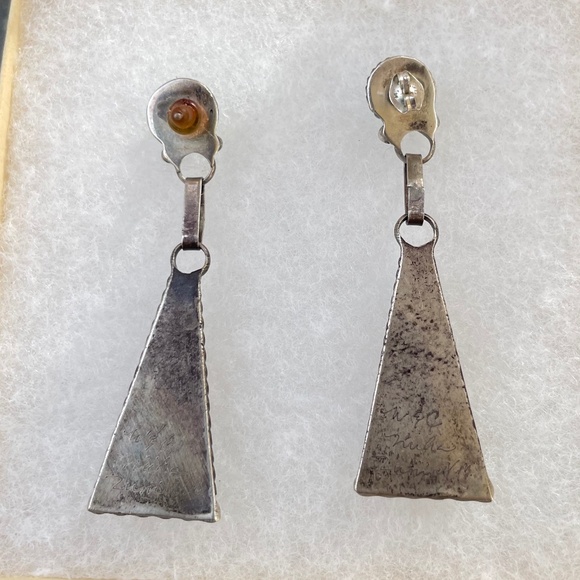 W&C Niiha Zuni signed Earrings w/ turquoise, abalone, etc. - Picture 2 of 2